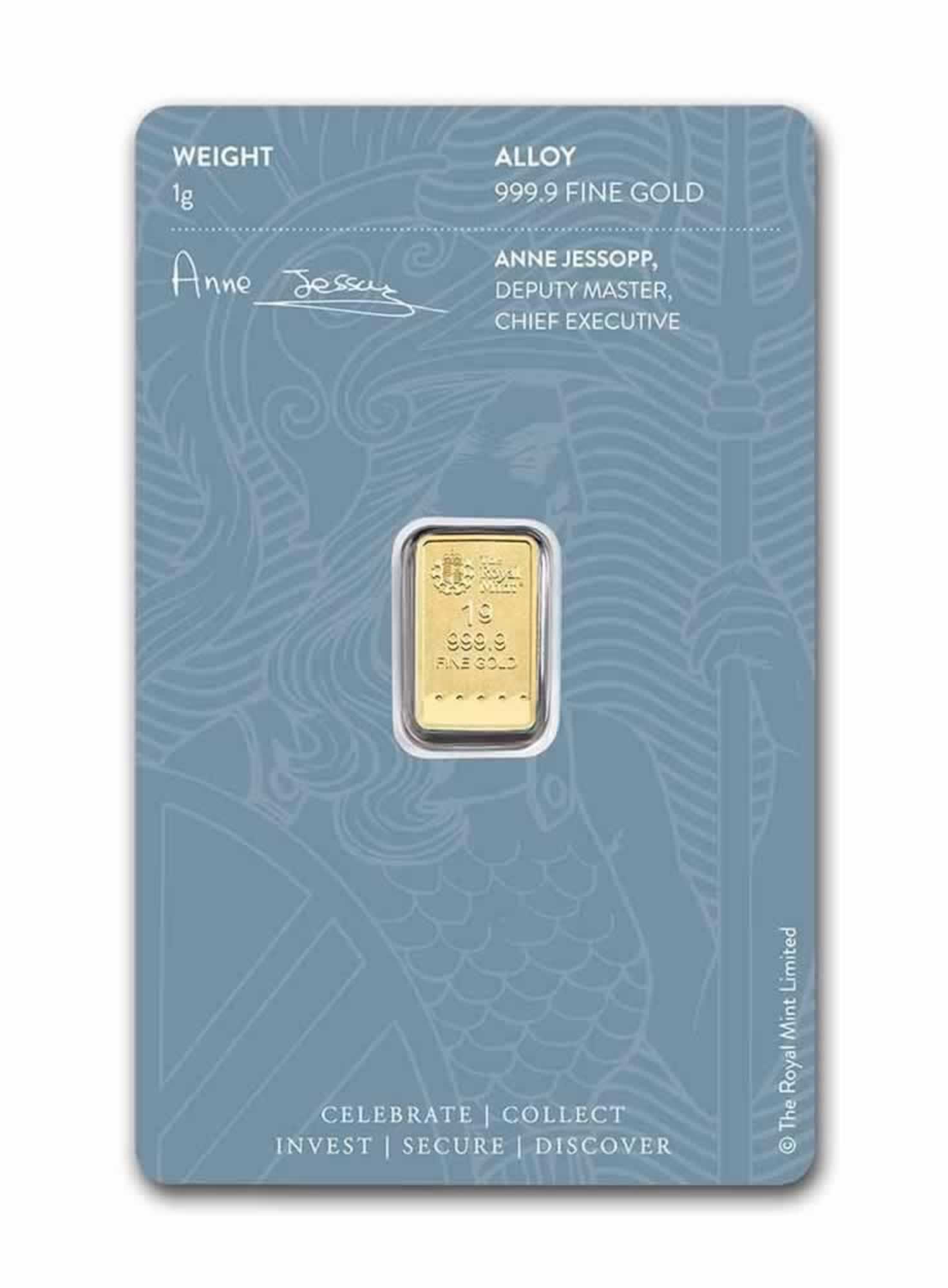 1 Gram Royal Mint Britannia Gold Bar - Back 1 Gram Royal Mint Britannia Gold Bar - Back